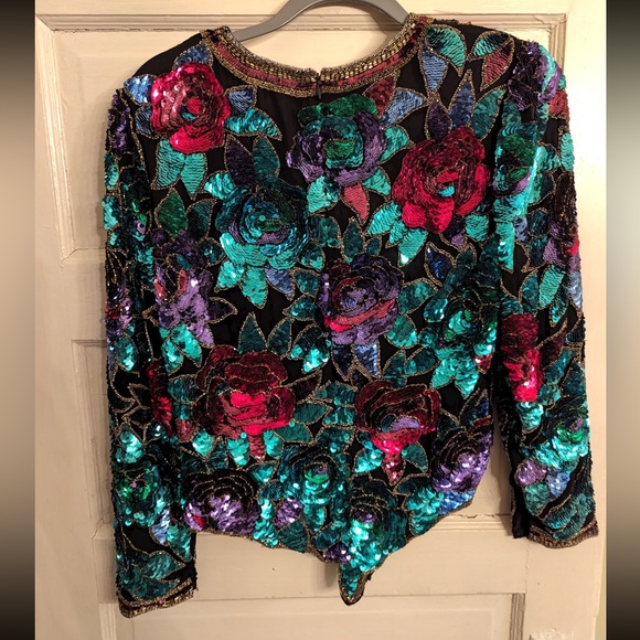 Black Tie Oleg Cassini vintage sequin shirt - Picture 2 of 3